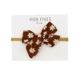 Floral Linen Bow Nylon Headband