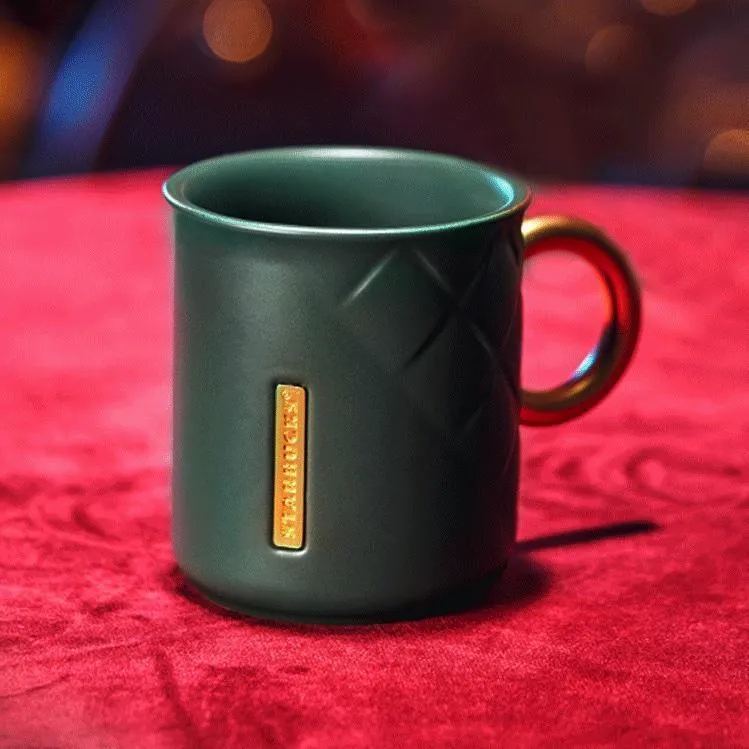 Green Ceramic Mug with Gold Handle (Starbucks China 4th Release 2021)