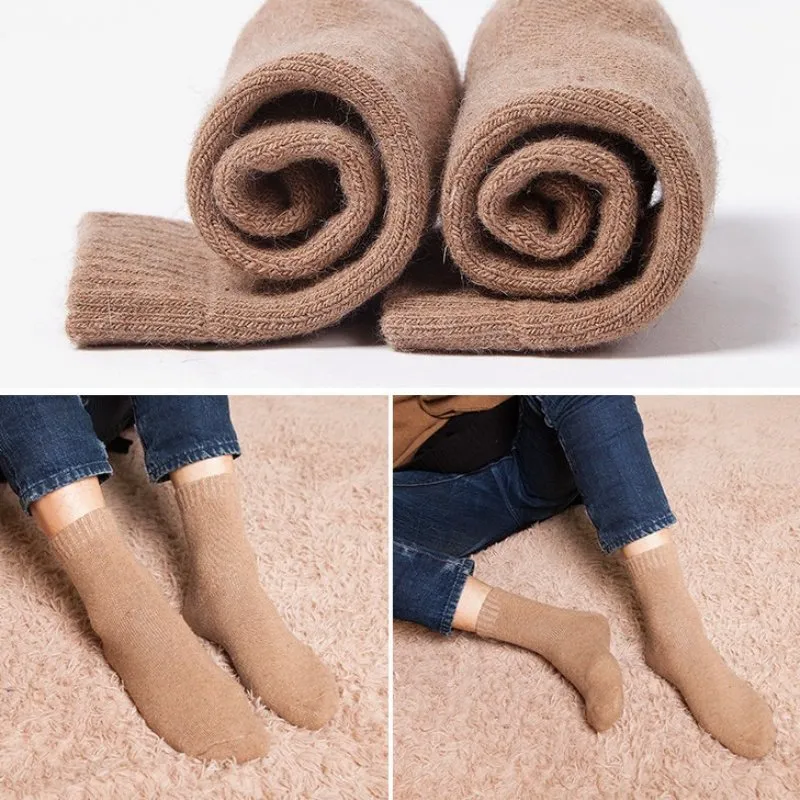 Groovywish Unisex Winter Wool Socks Men Anti-freezing Thick Stockings