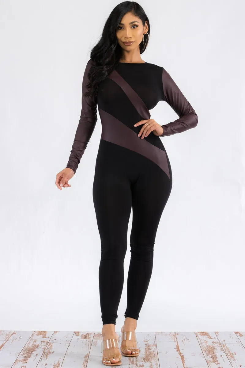 HH658R-FL - LONG SLEEVE BODYCON CATSUIT