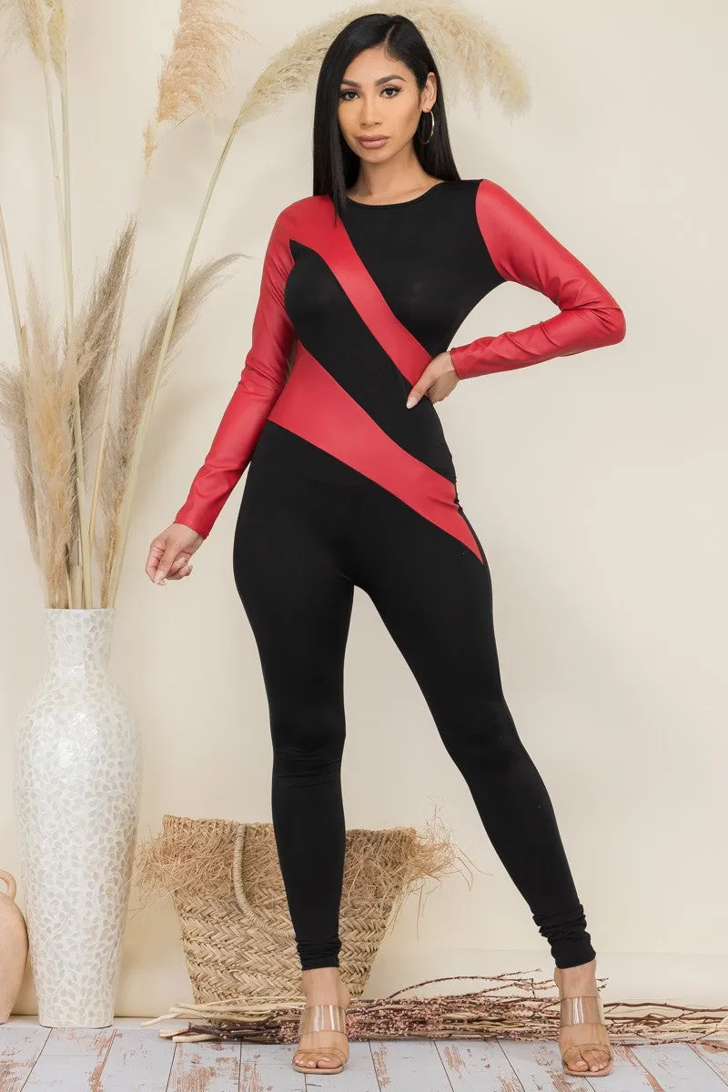 HH658R-FL - LONG SLEEVE BODYCON CATSUIT