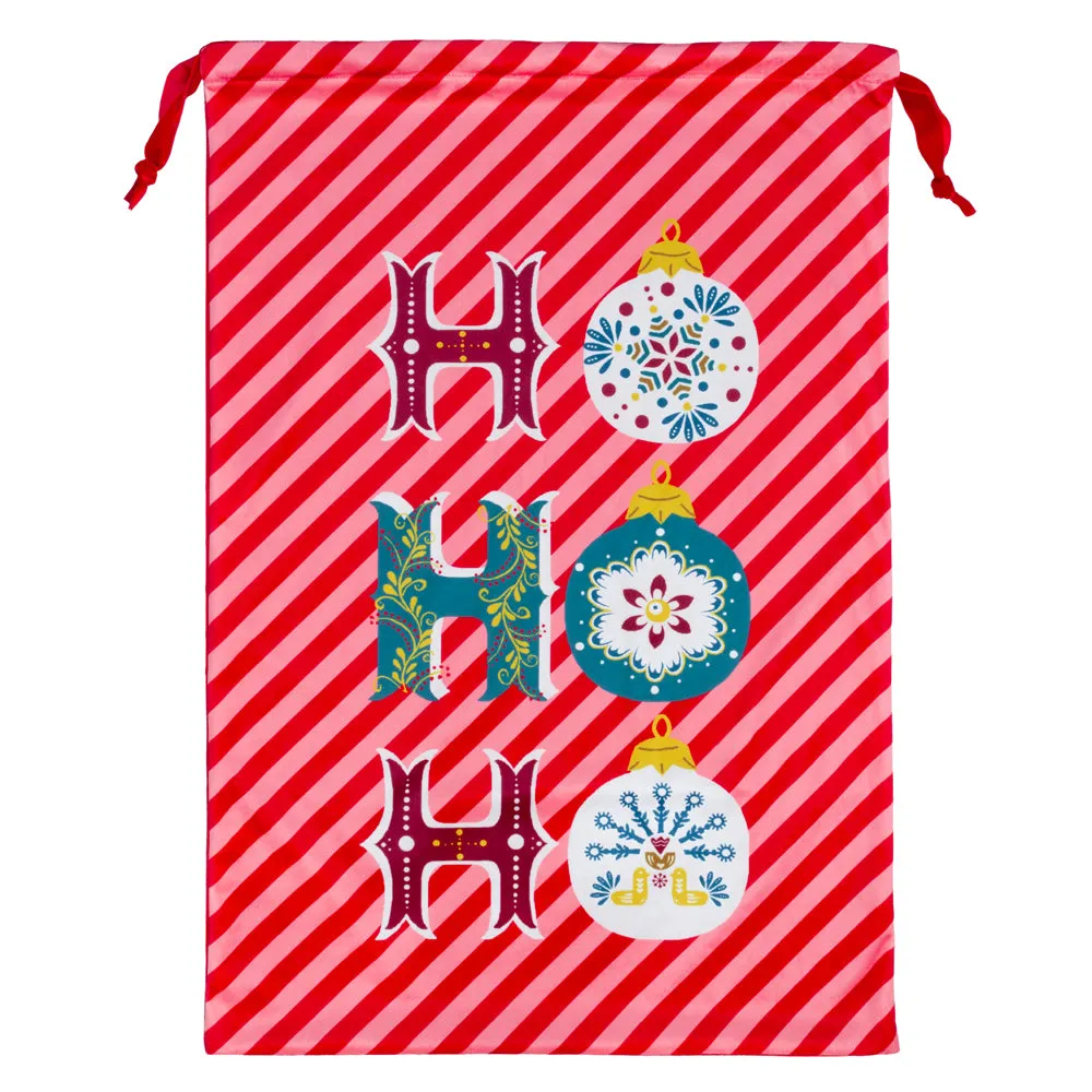 Ho Ho Ho Printed Velvet Xmas Sack Red