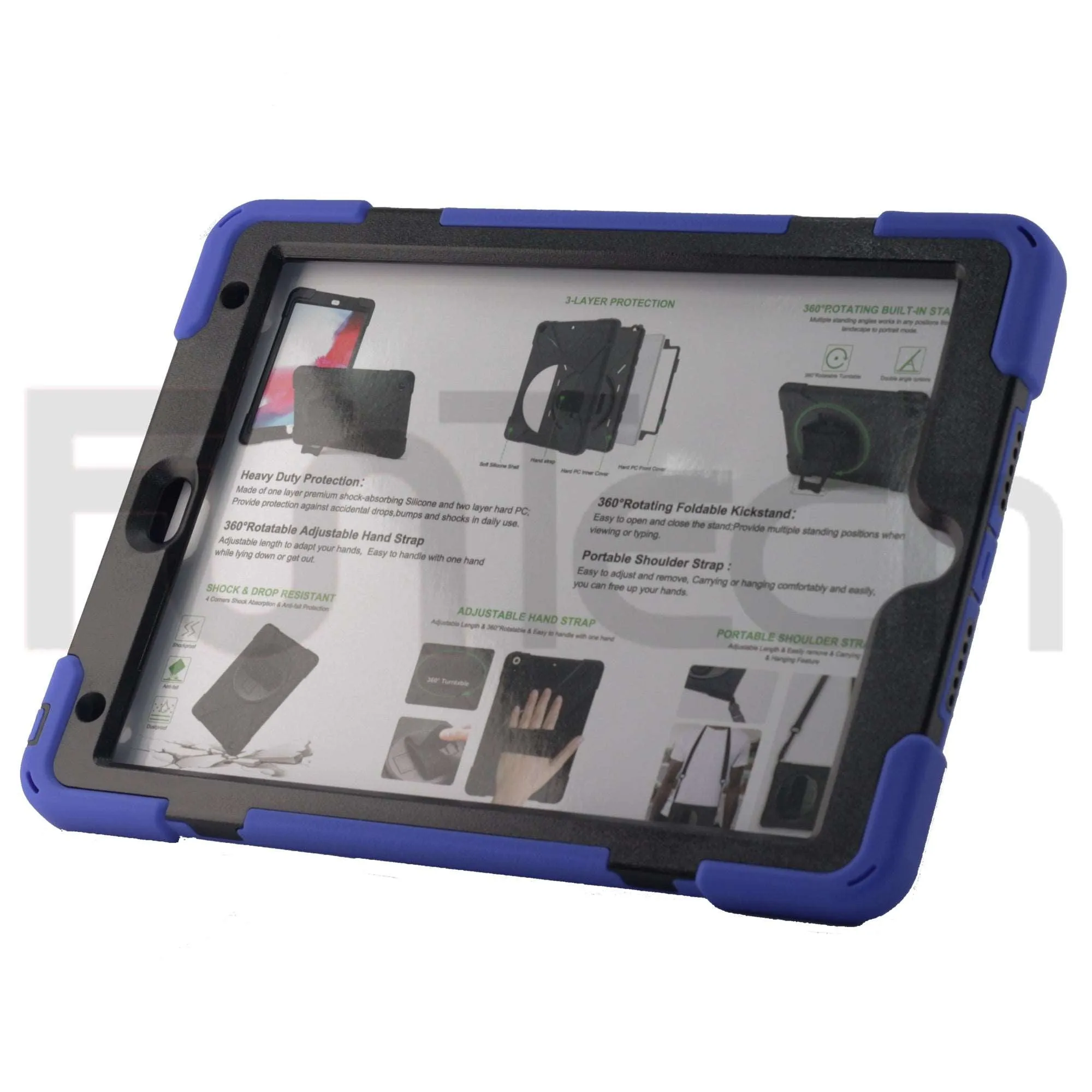 iPad 10.2 inch 2019/2020, 360` Hard Shockproof Case, Color Blue.