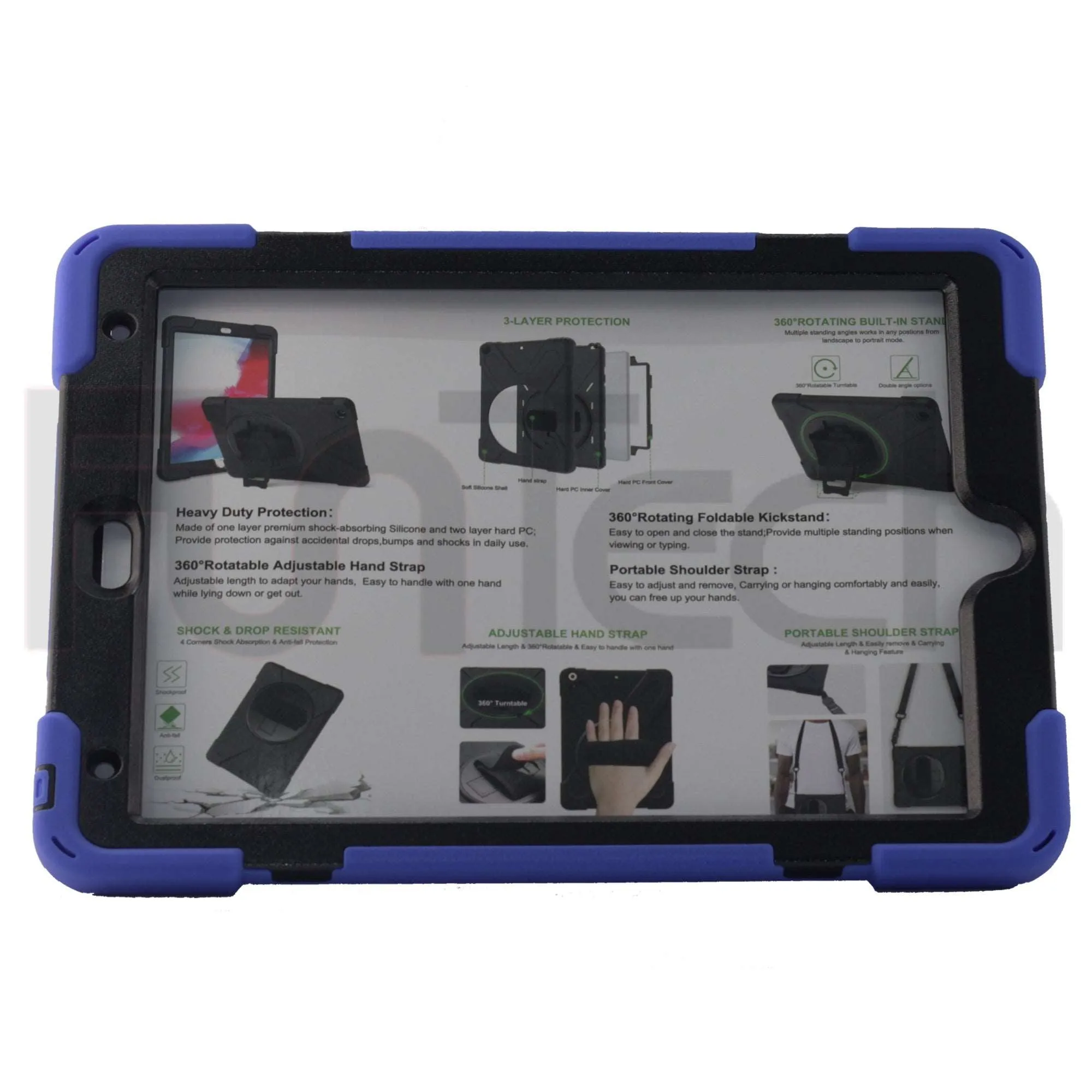 iPad 10.2 inch 2019/2020, 360` Hard Shockproof Case, Color Blue.