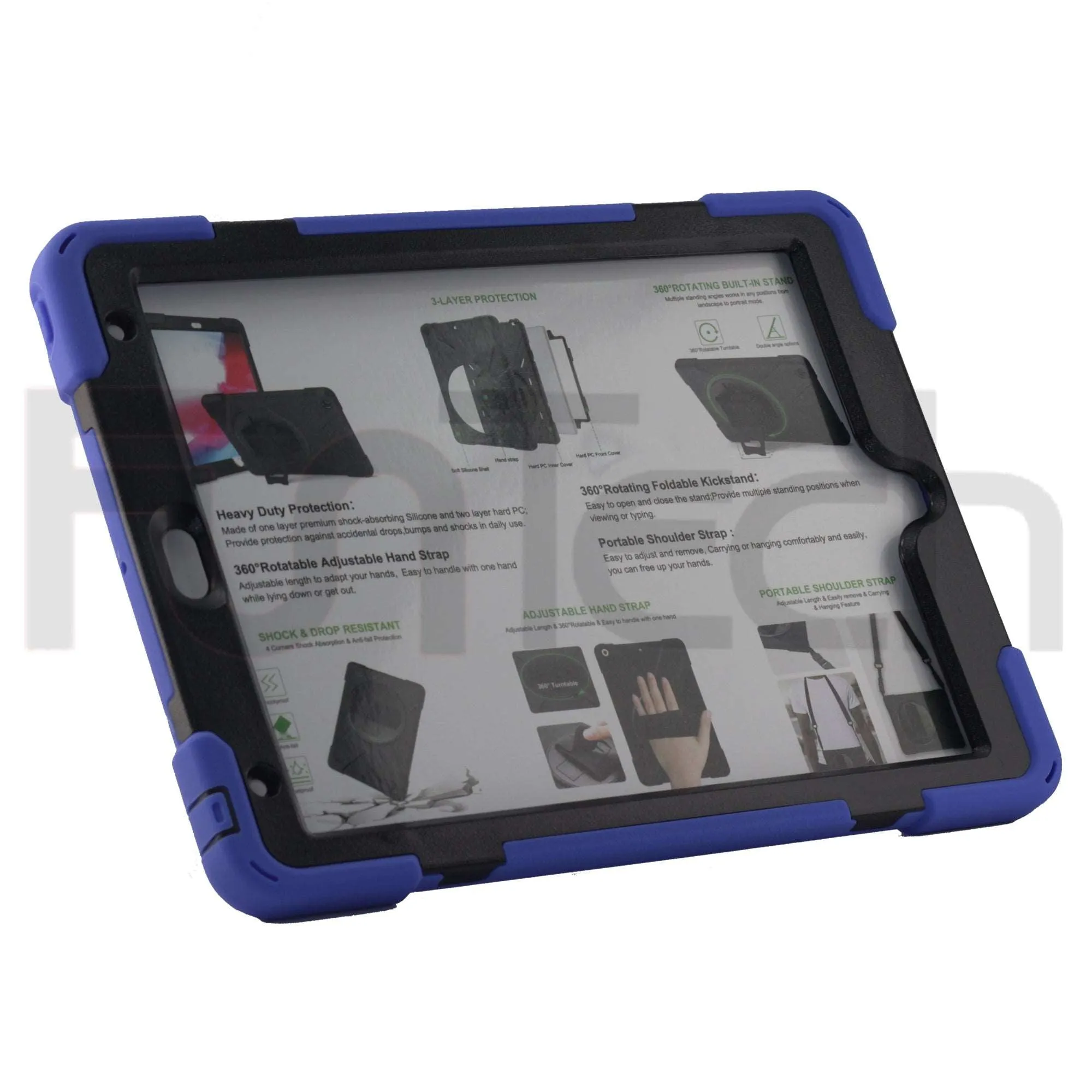 iPad 10.2 inch 2019/2020, 360` Hard Shockproof Case, Color Blue.