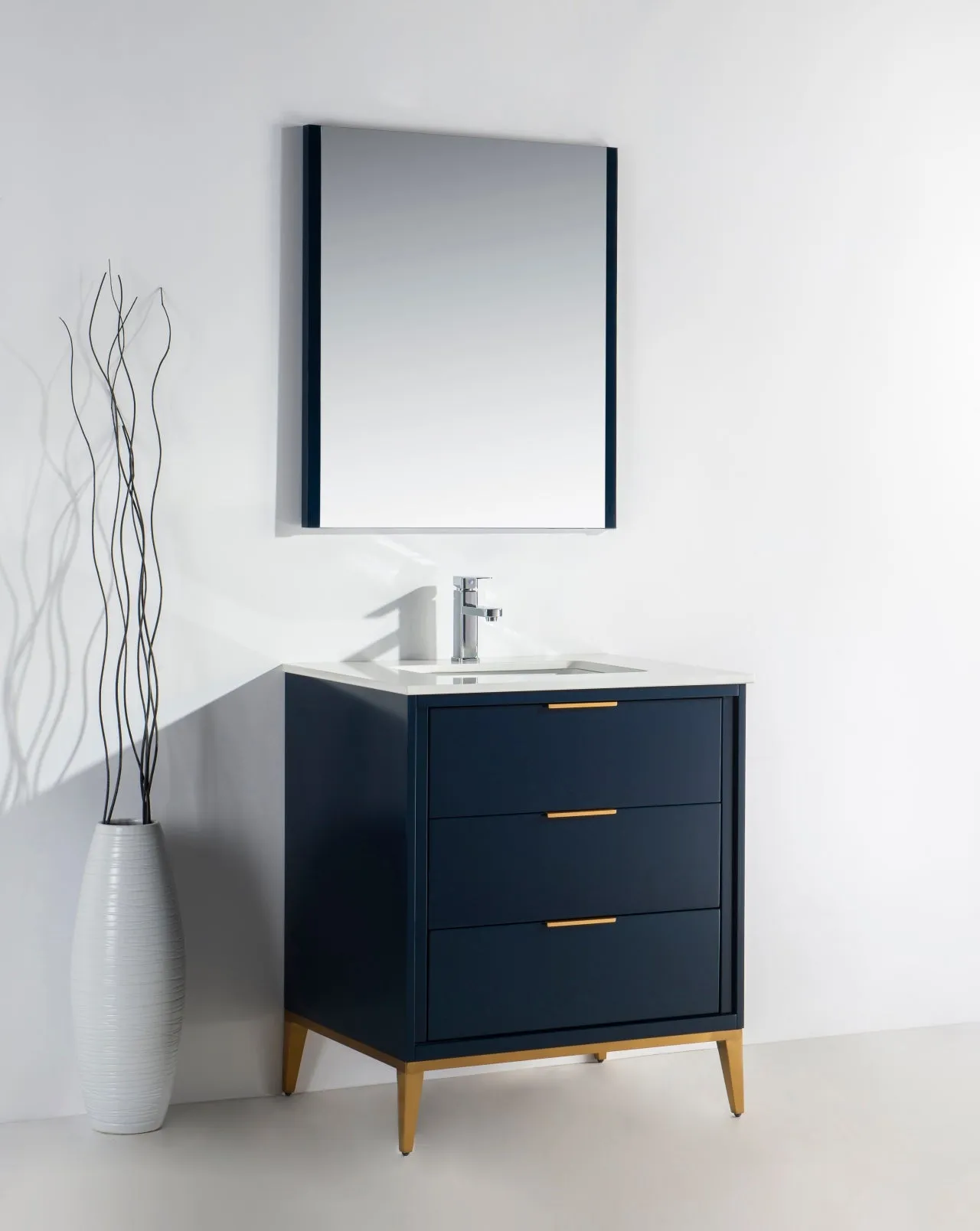 KD99BL ,30″ GLOSS BLUE VANITY WITH QUARTZ COUNTER TOP