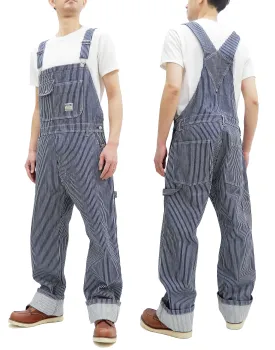 Kojima Genes Overalls Men's Casual 21 oz. Ultra Heavy Hickory Stripe Bib Overall RNB-1321 rnb1321