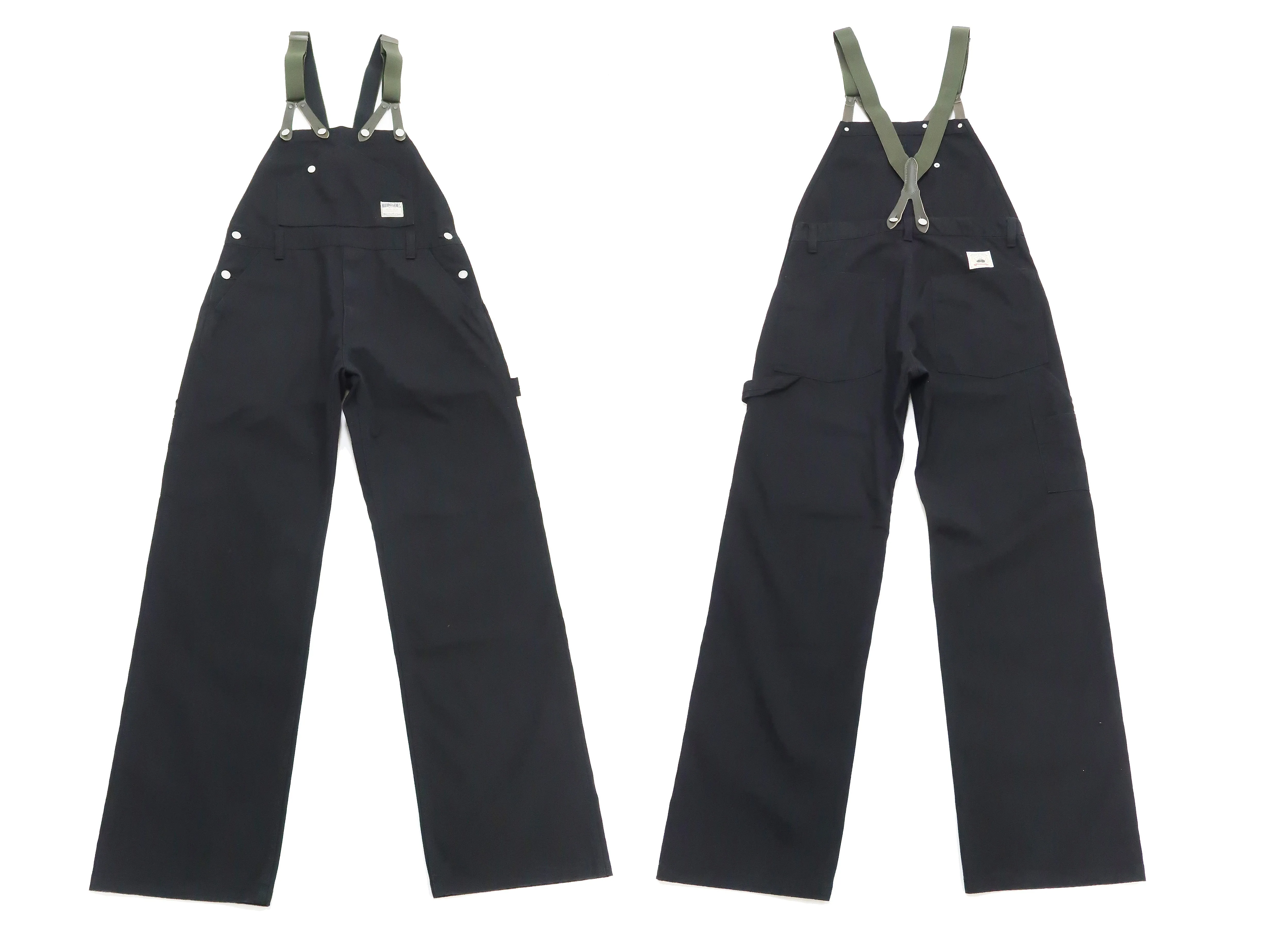 Kojima Genes Overalls Men's Casual Duck Bib Overall with Suspender Straps Low-Back RNB-1335F rnb1335f Black Duck Canvas