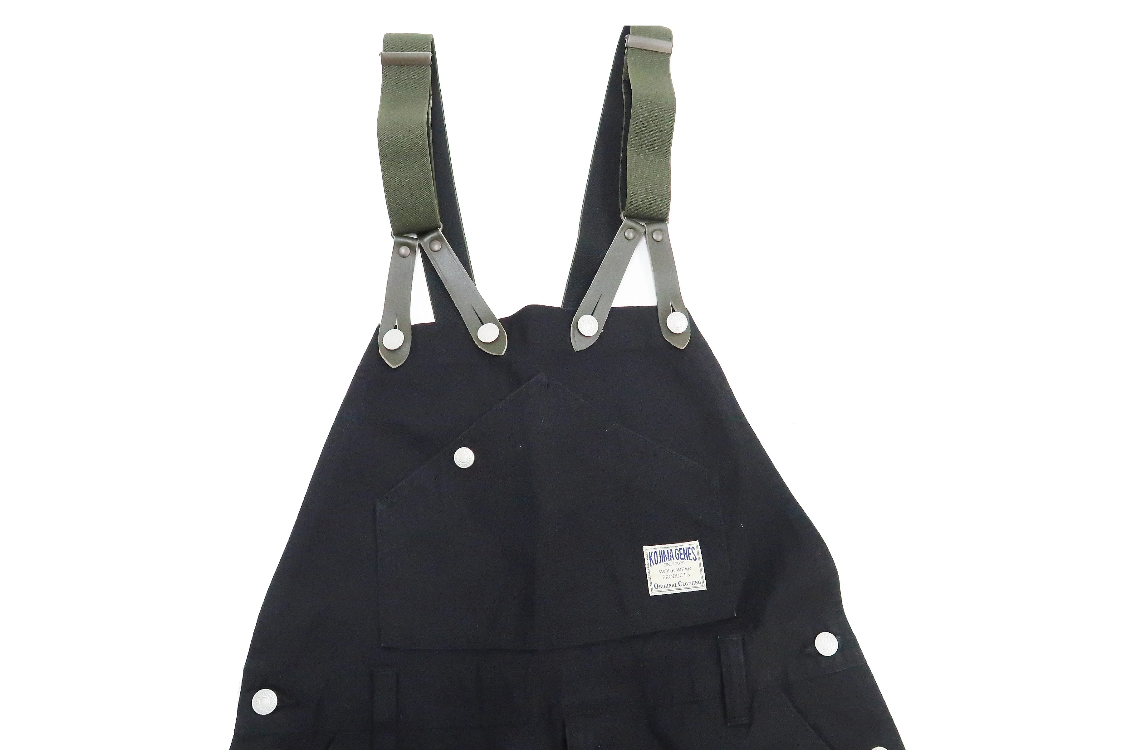 Kojima Genes Overalls Men's Casual Duck Bib Overall with Suspender Straps Low-Back RNB-1335F rnb1335f Black Duck Canvas