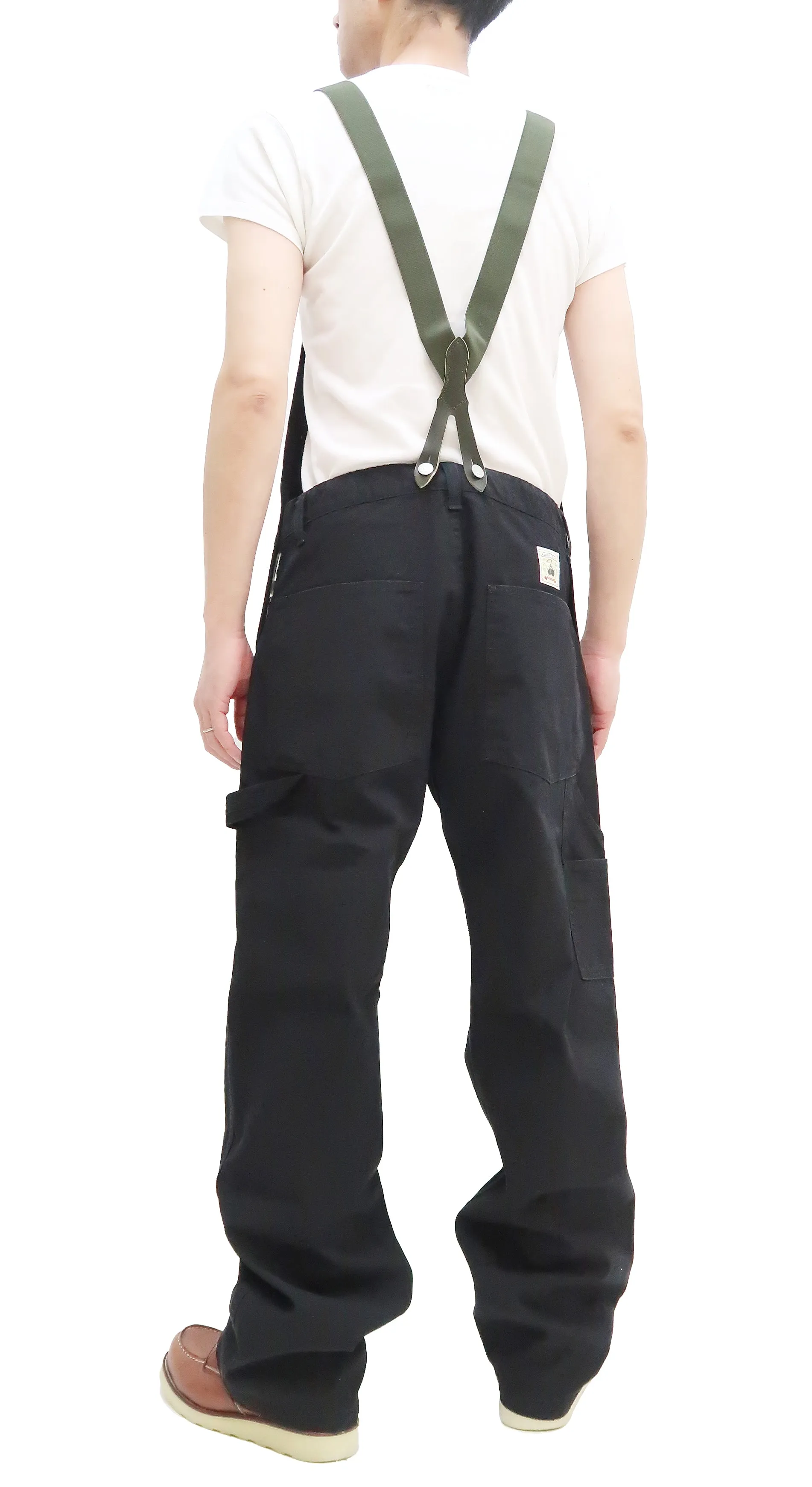 Kojima Genes Overalls Men's Casual Duck Bib Overall with Suspender Straps Low-Back RNB-1335F rnb1335f Black Duck Canvas