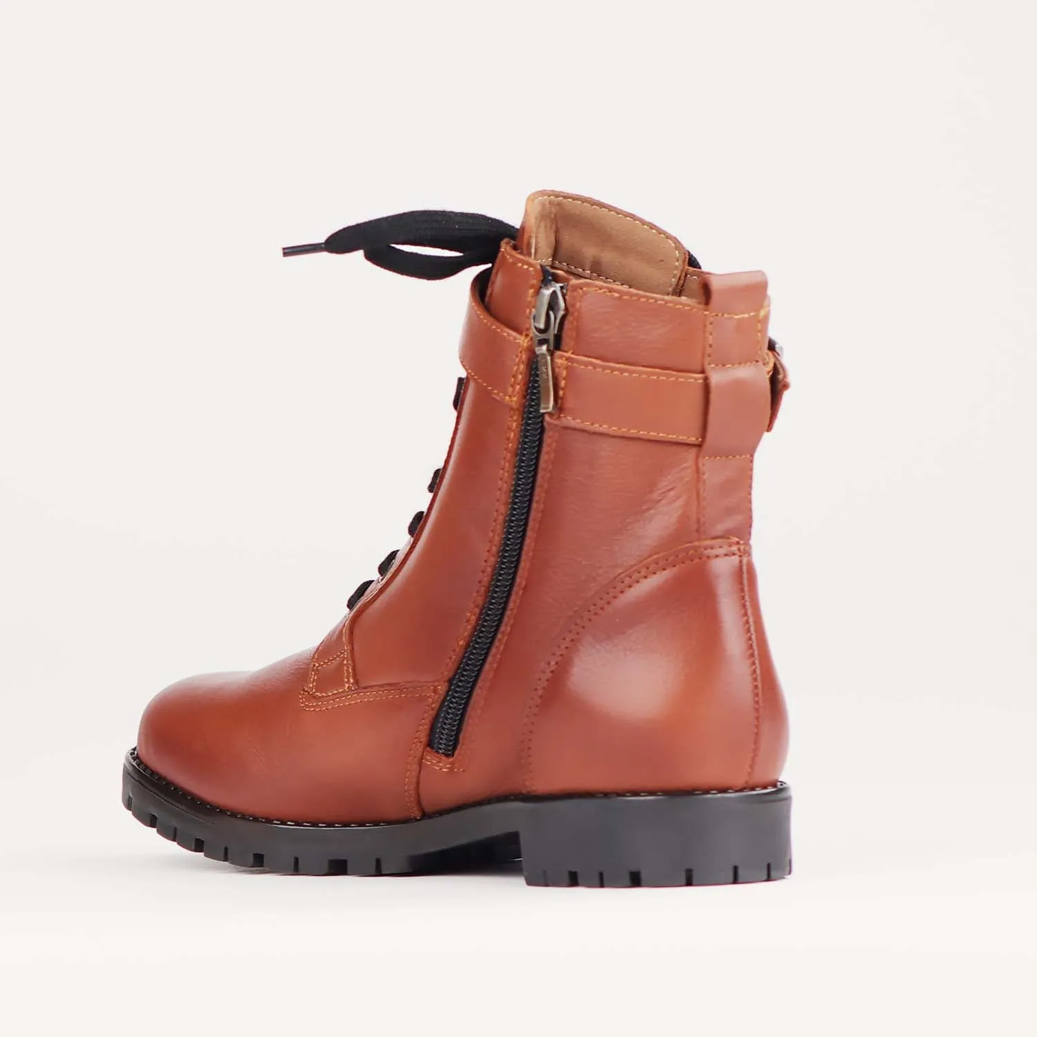 Lace-up Ankle Boot in Chestnut - 11981