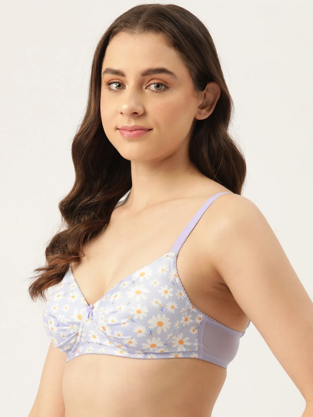 Leading Lady Women's Pack of 2 Solid & Printed T-Shirt Bra with Full Coverage and Non Wire [ BRA-4075-4056-2 ]