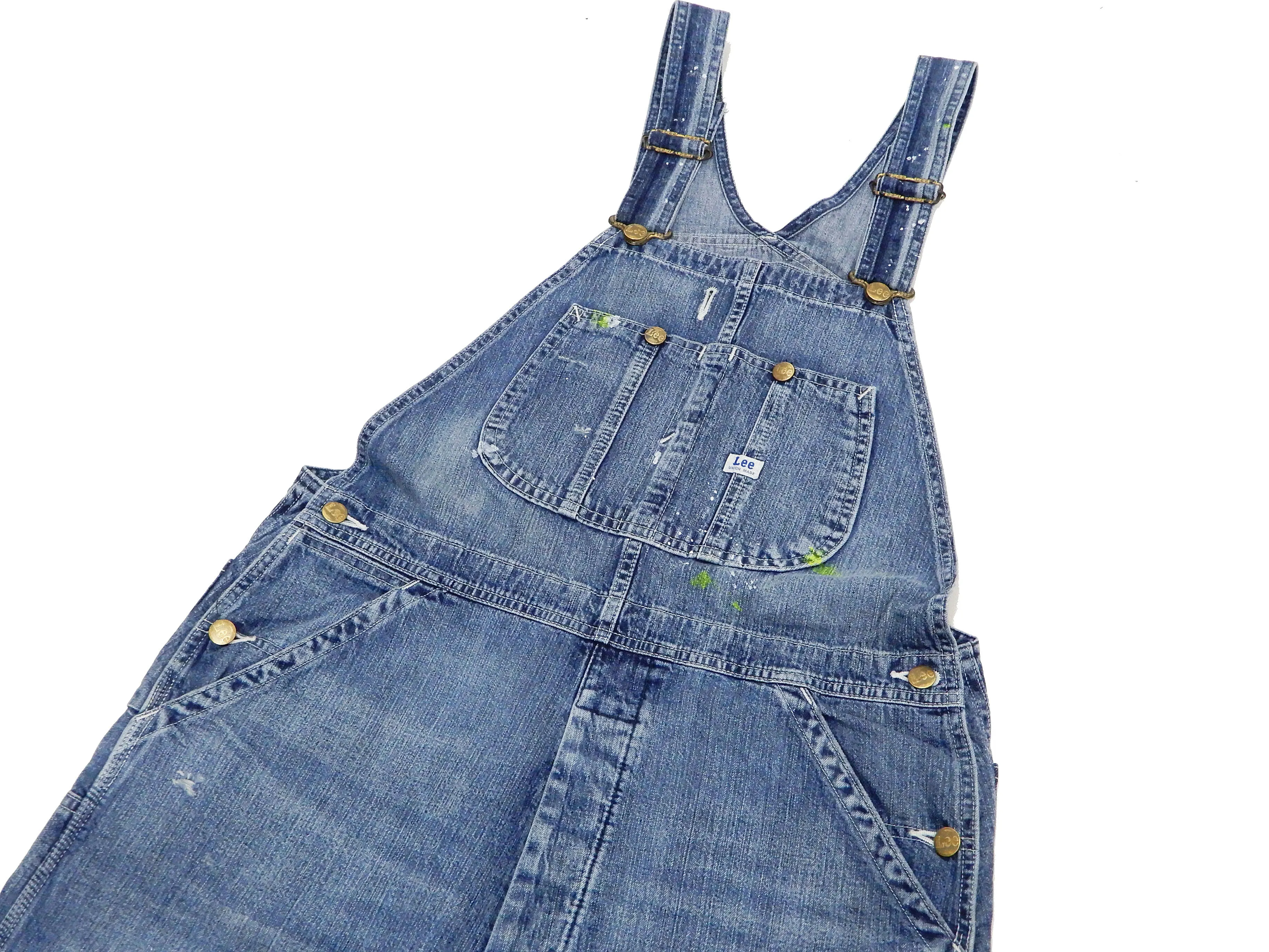 Lee Overalls Men's Ripped Patched Painted Distressed Denim Bib Overall LM7254 LM7254-399