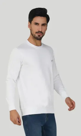 Mebadass Cotton Men's Winterwear Sweatshirt - White