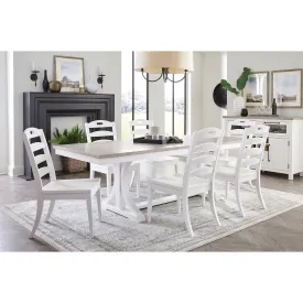 Napa White 7-Pc Trestle Dining Set (76-94")