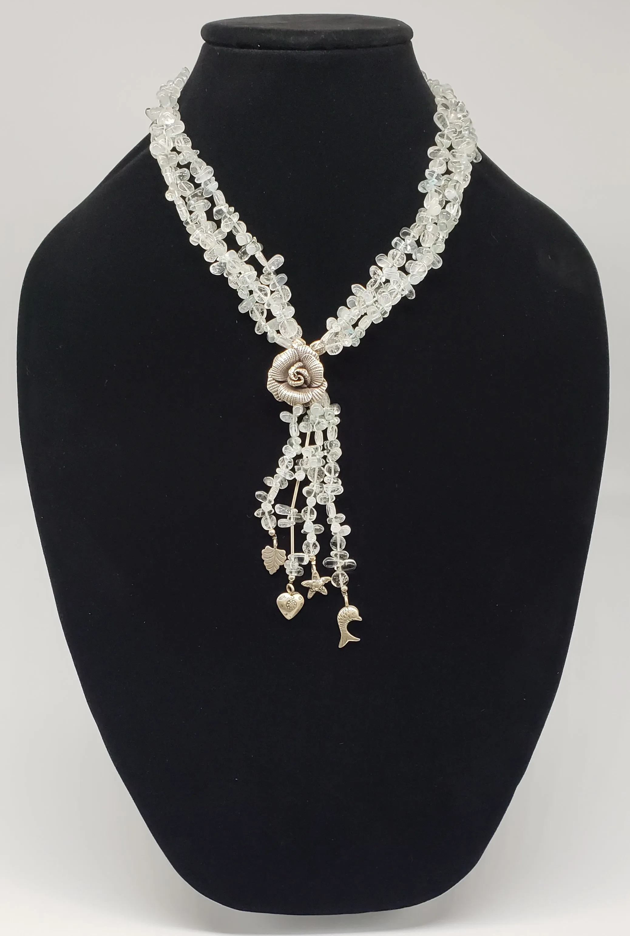 Natural Clear Quartz Studded Necklace,one of a kind necklace