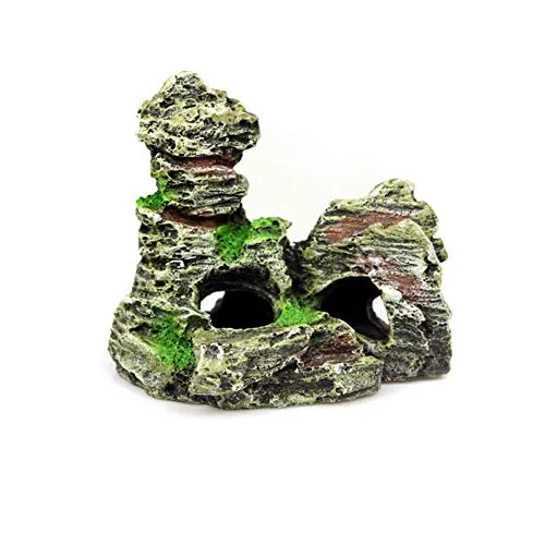 OMEM Reptile Decorations for Terrarium Amphibian Habitat Decor Rockery Moss Reptiles Box Accessories Ornaments