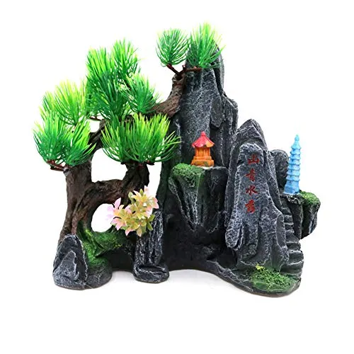 OMEM Reptile Decorations for Terrarium Amphibian Habitat Decor Rockery Moss Reptiles Box Accessories Ornaments