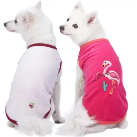 Pajamas | Vacation Scene Flamingo Dog Shirts, 2 Pack