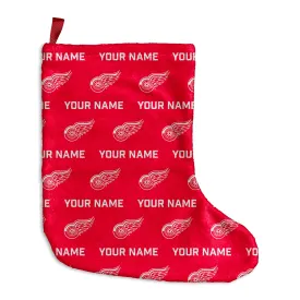 Personalized Detroit Red Wings Pattern Christmas Stocking - 9"x16"