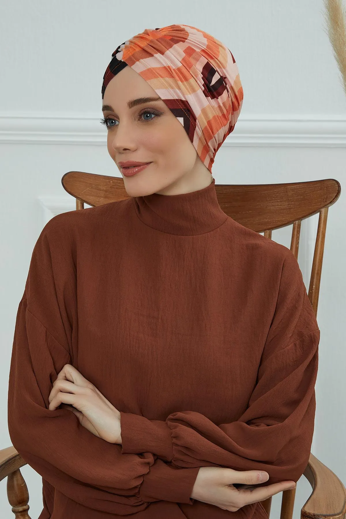 Printed Instant Turban for Women, 95% Cotton Pre-Tied Head Wrap, Lightweight Head Scarf Bonnet Cap with Beautiful Pattern Options,B-9YD