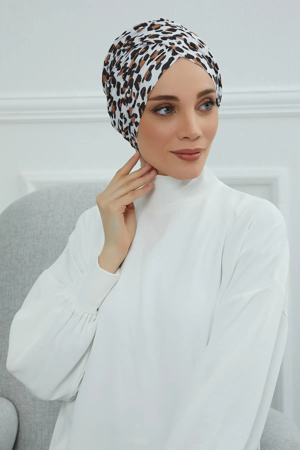 Printed Instant Turban for Women, 95% Cotton Pre-Tied Head Wrap, Lightweight Head Scarf Bonnet Cap with Beautiful Pattern Options,B-9YD