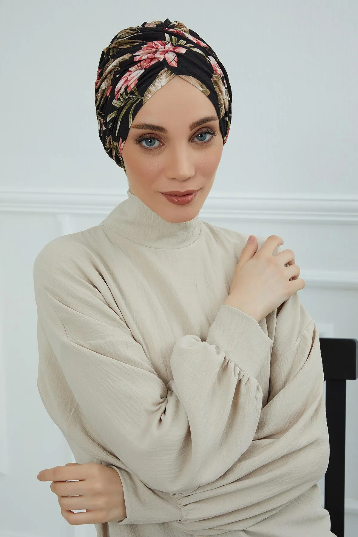 Printed Instant Turban for Women, 95% Cotton Pre-Tied Head Wrap, Lightweight Head Scarf Bonnet Cap with Beautiful Pattern Options,B-9YD