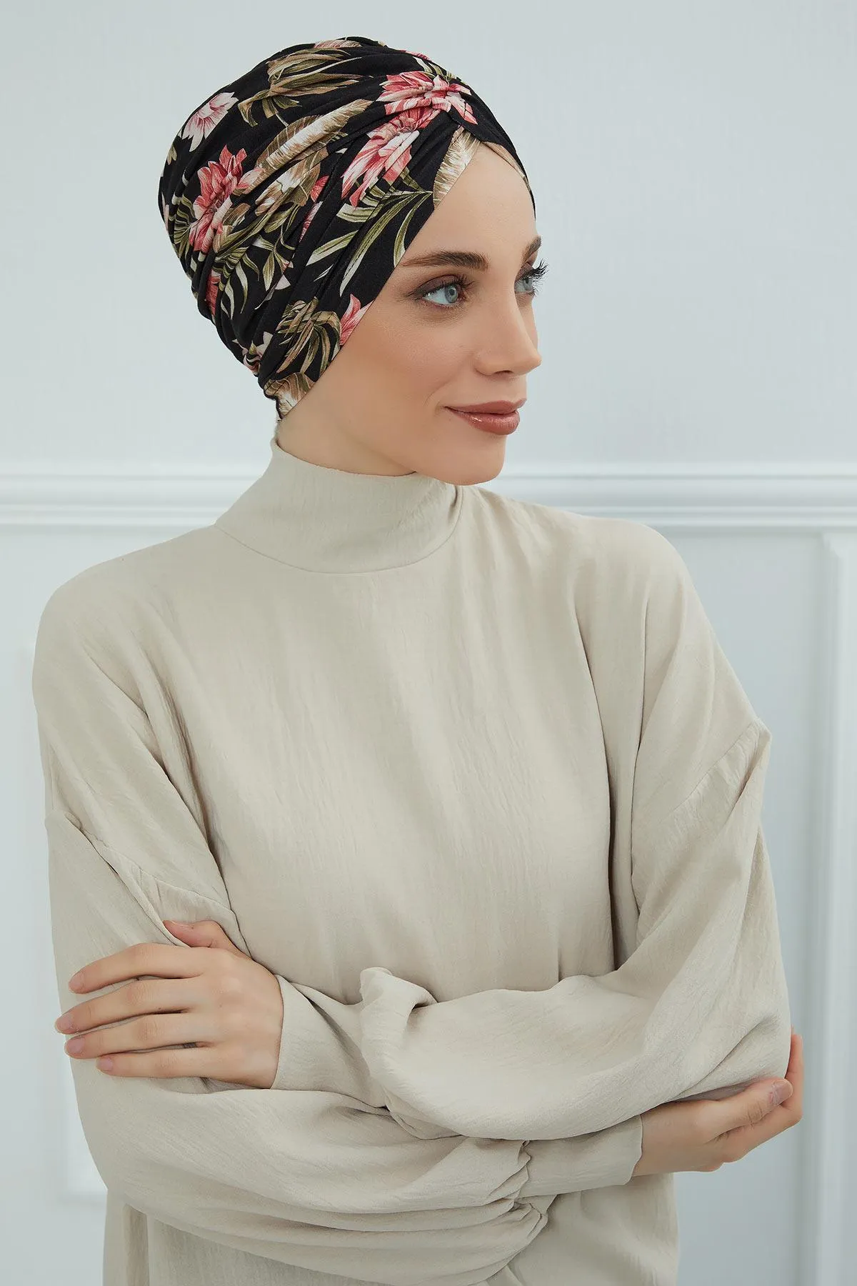 Printed Instant Turban for Women, 95% Cotton Pre-Tied Head Wrap, Lightweight Head Scarf Bonnet Cap with Beautiful Pattern Options,B-9YD