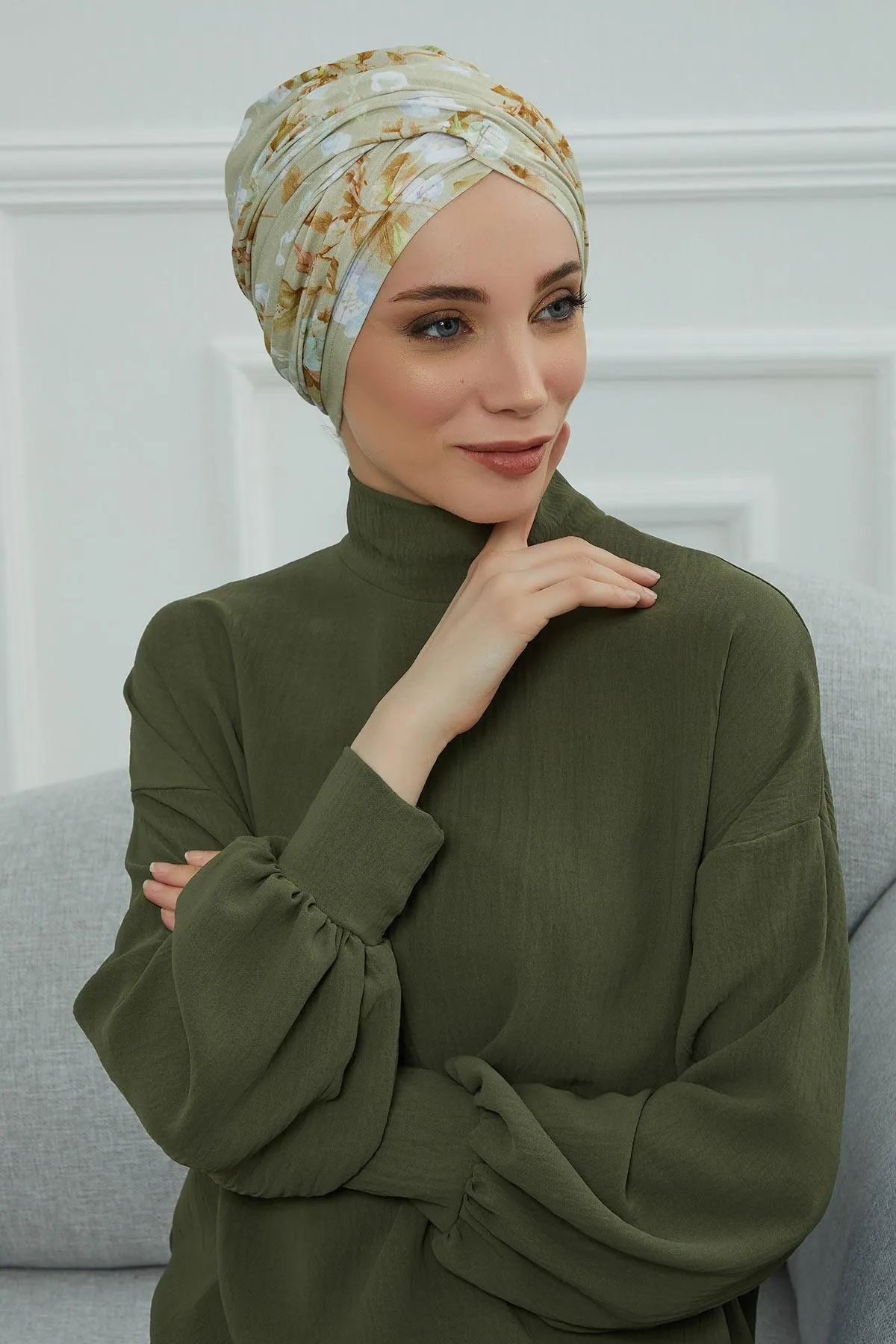 Printed Instant Turban for Women, 95% Cotton Pre-Tied Head Wrap, Lightweight Head Scarf Bonnet Cap with Beautiful Pattern Options,B-9YD