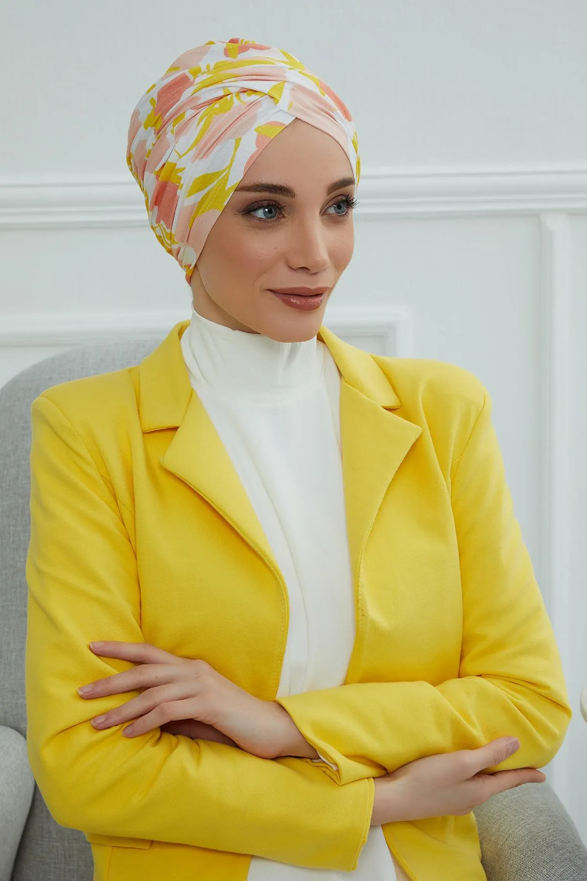 Printed Instant Turban for Women, 95% Cotton Pre-Tied Head Wrap, Lightweight Head Scarf Bonnet Cap with Beautiful Pattern Options,B-9YD