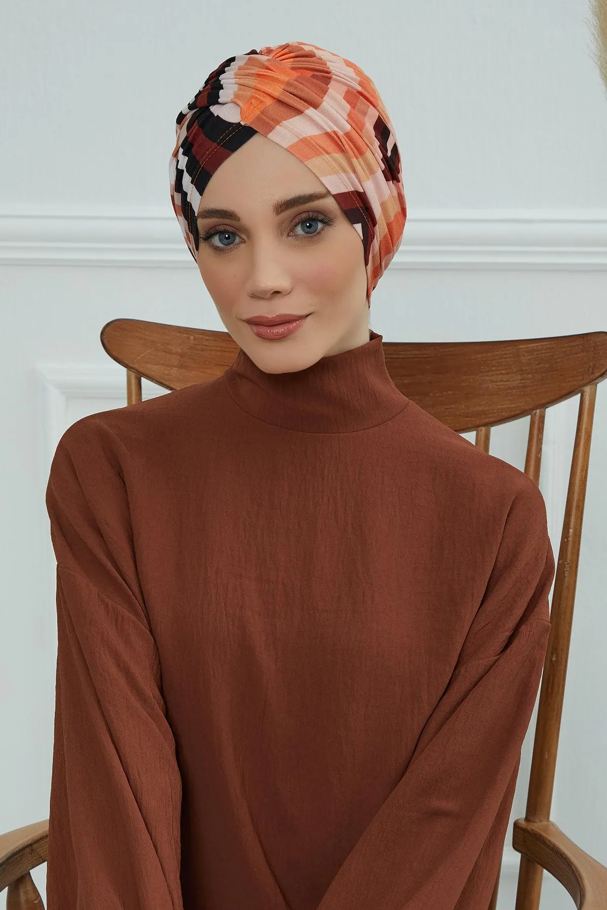 Printed Instant Turban for Women, 95% Cotton Pre-Tied Head Wrap, Lightweight Head Scarf Bonnet Cap with Beautiful Pattern Options,B-9YD