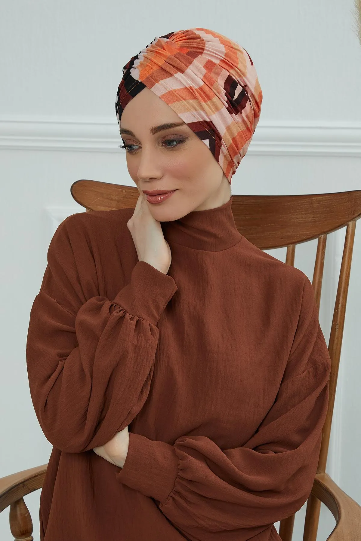 Printed Instant Turban for Women, 95% Cotton Pre-Tied Head Wrap, Lightweight Head Scarf Bonnet Cap with Beautiful Pattern Options,B-9YD