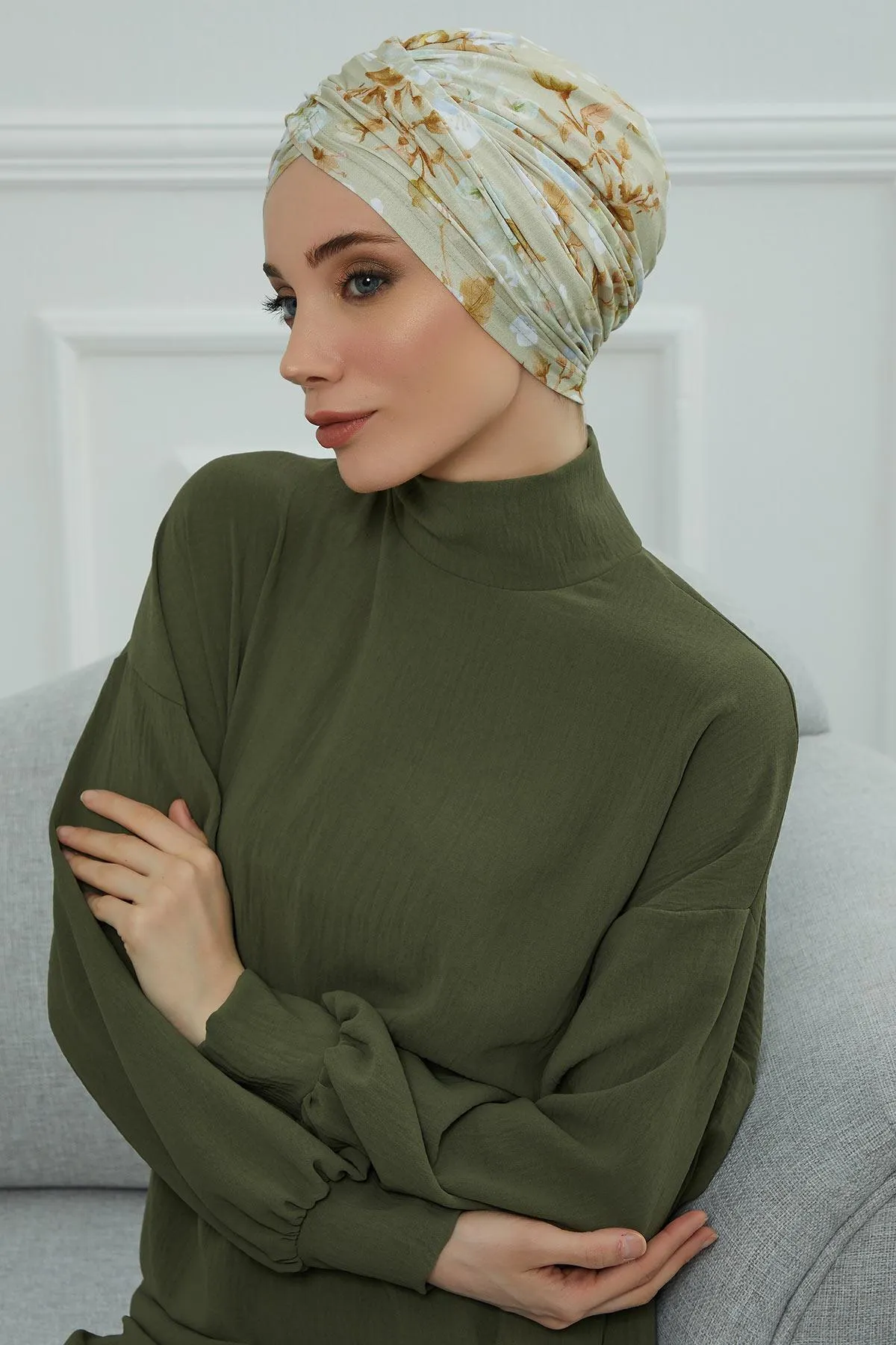 Printed Instant Turban for Women, 95% Cotton Pre-Tied Head Wrap, Lightweight Head Scarf Bonnet Cap with Beautiful Pattern Options,B-9YD