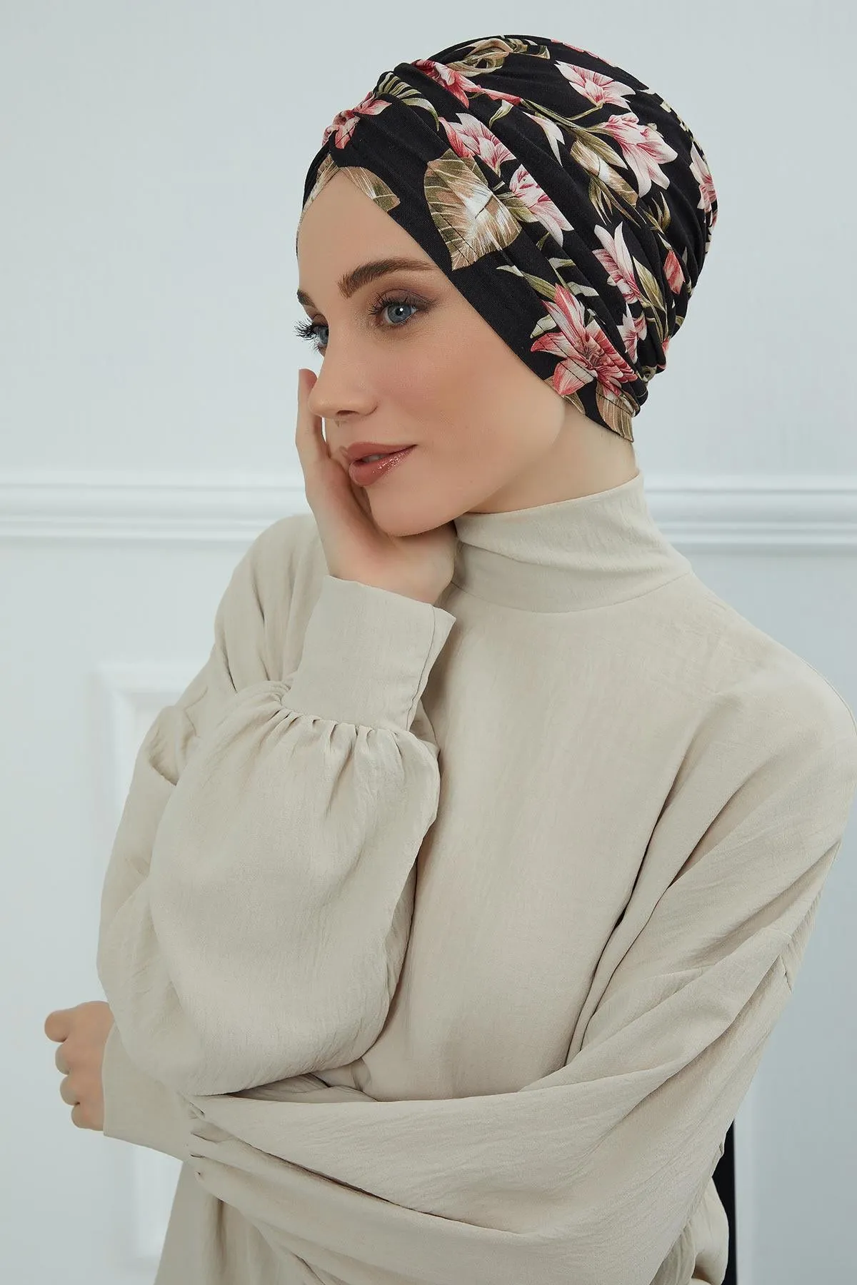 Printed Instant Turban for Women, 95% Cotton Pre-Tied Head Wrap, Lightweight Head Scarf Bonnet Cap with Beautiful Pattern Options,B-9YD