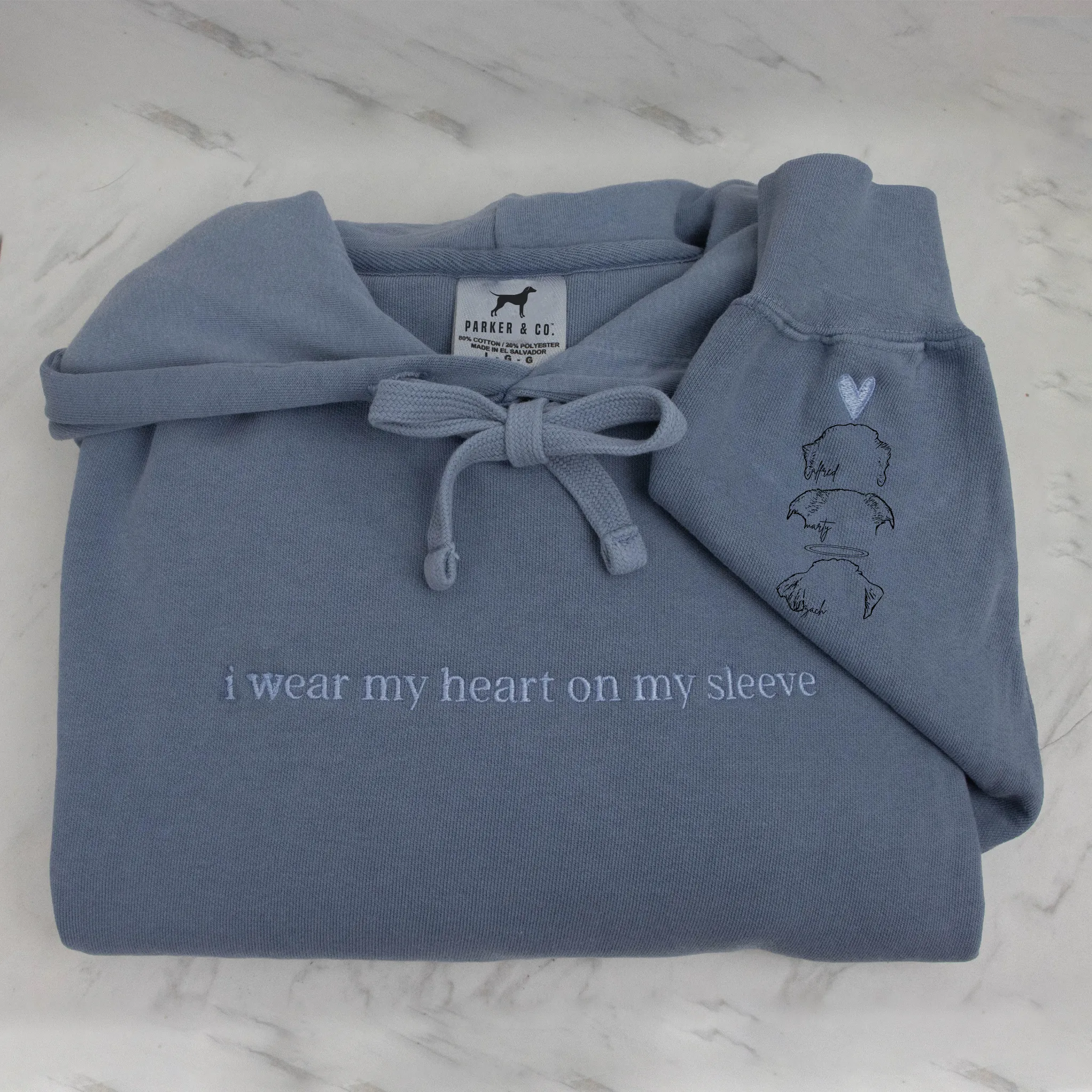 "Heart on my sleeve" Embroidered Custom Pet Hoodie, Unisex