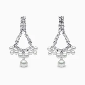 Raindrop 18K Gold Akoya Pearl and Diamond Dewdrop Earrings