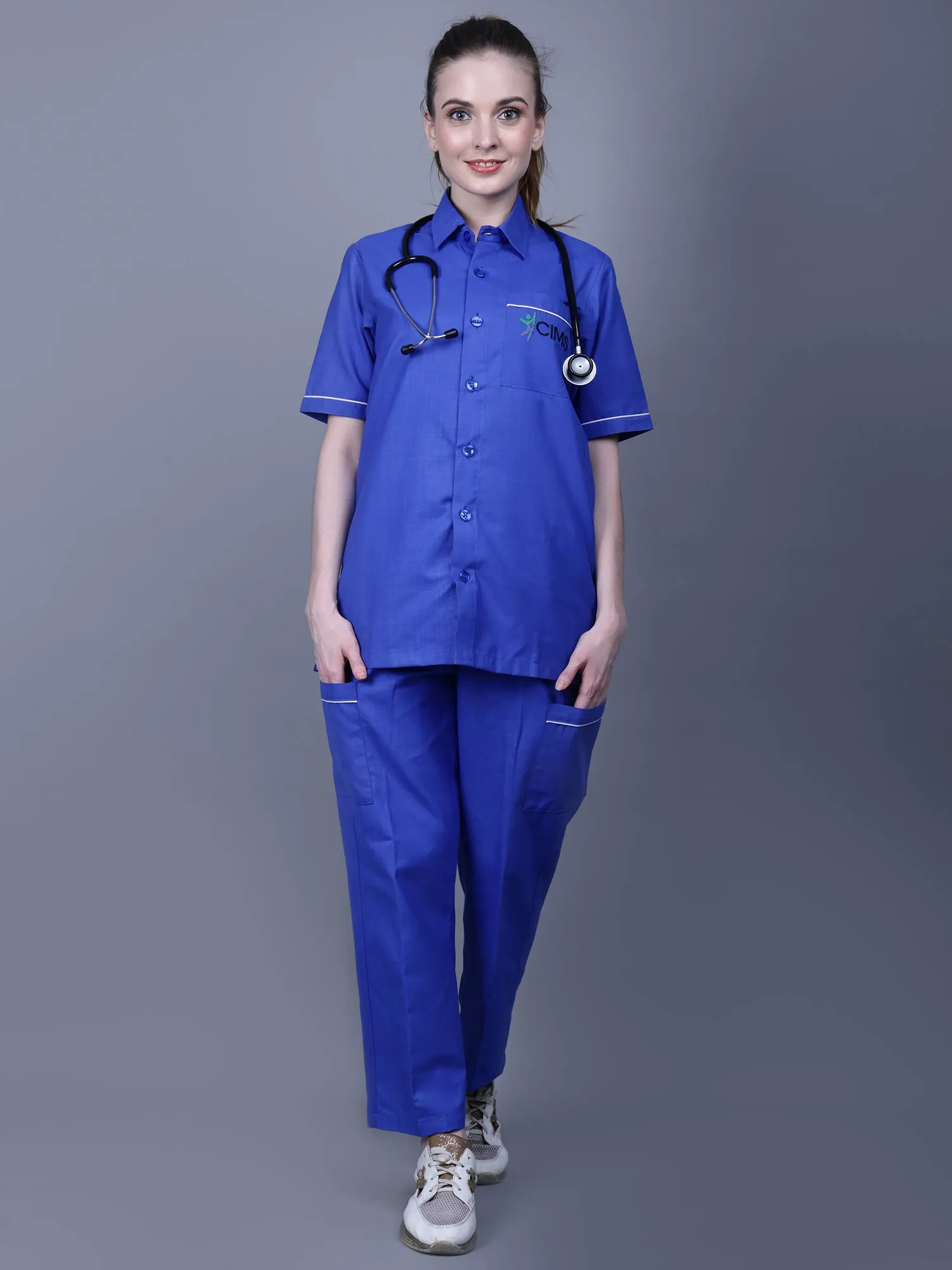 Ramajikk Medical Unisex Shirt Collar Neck With Piping Details Scrub Suit