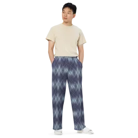 Recursia Argyle Rewired Men's Wide Leg Pants In Blue