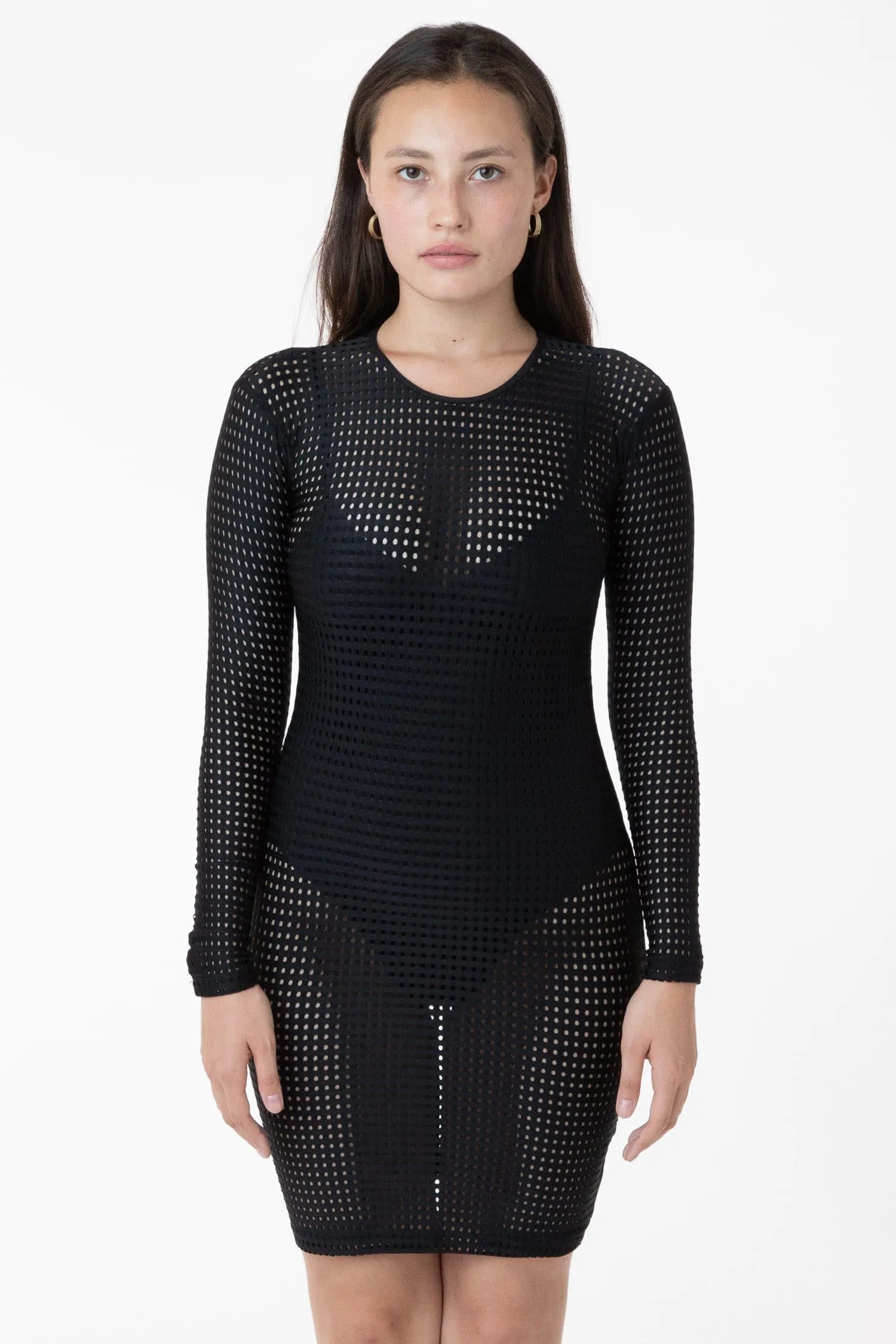 RNS309 - Long Sleeve Circle Mesh Dress