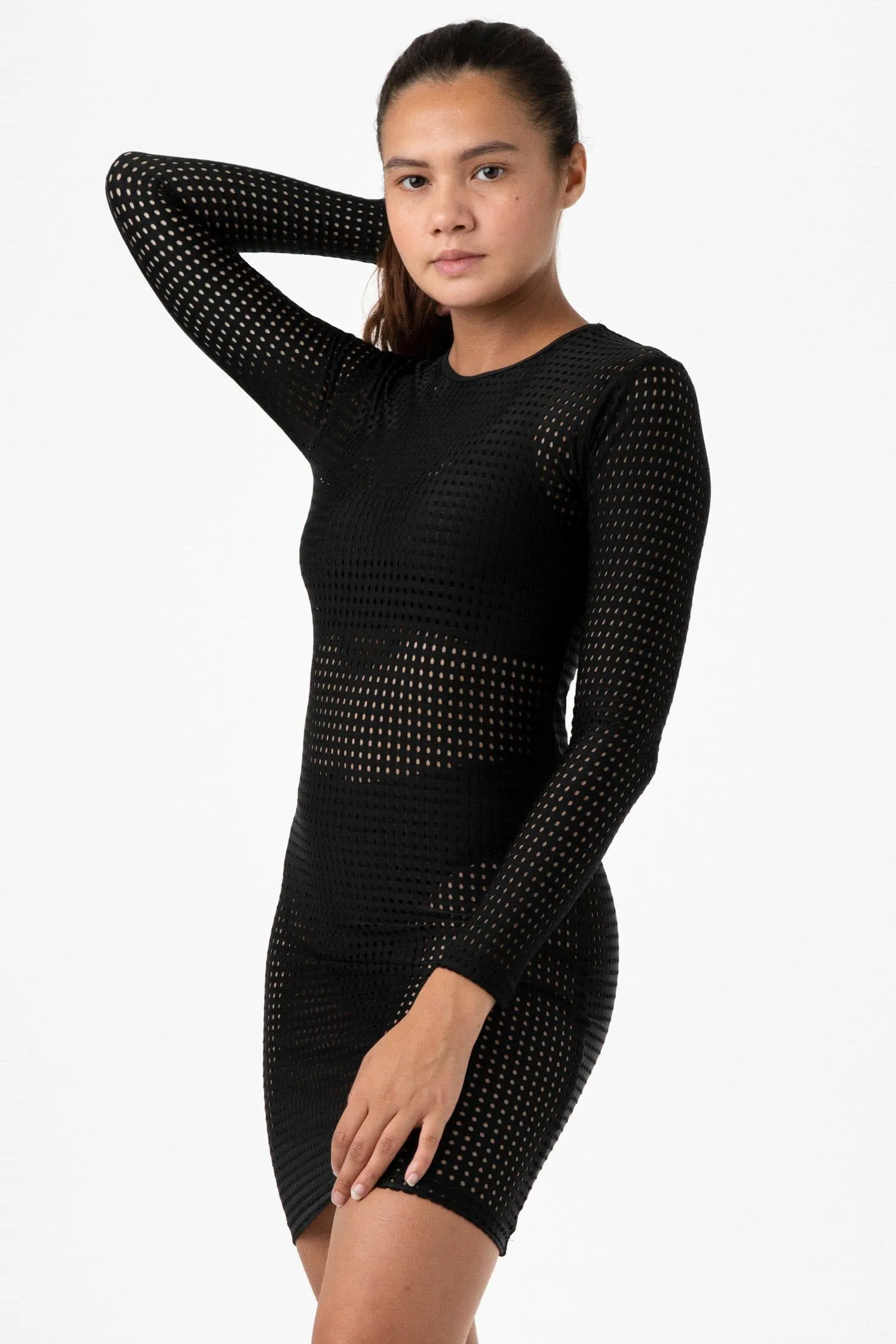 RNS309 - Long Sleeve Circle Mesh Dress