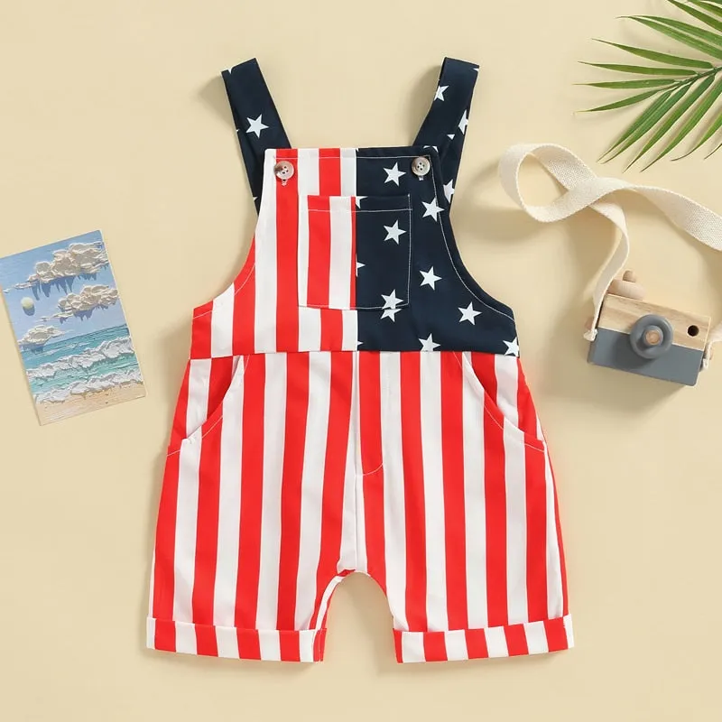 Sleeveless Striped Star Printed Jumpsuit