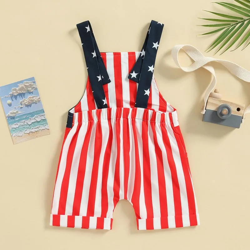 Sleeveless Striped Star Printed Jumpsuit