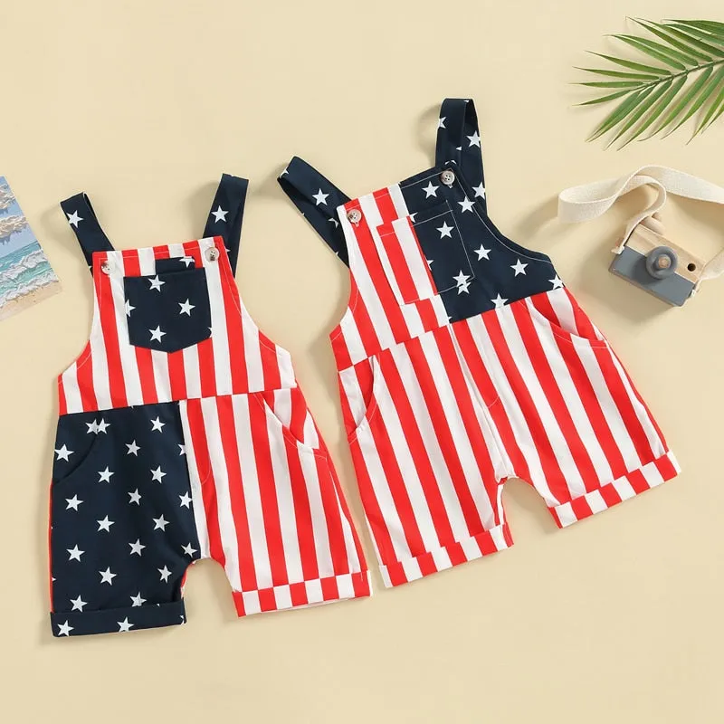 Sleeveless Striped Star Printed Jumpsuit