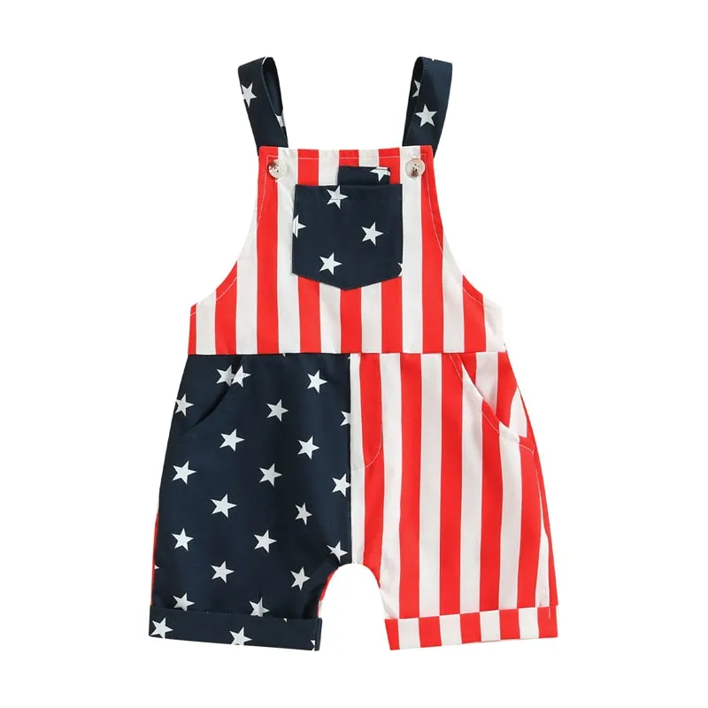 Sleeveless Striped Star Printed Jumpsuit