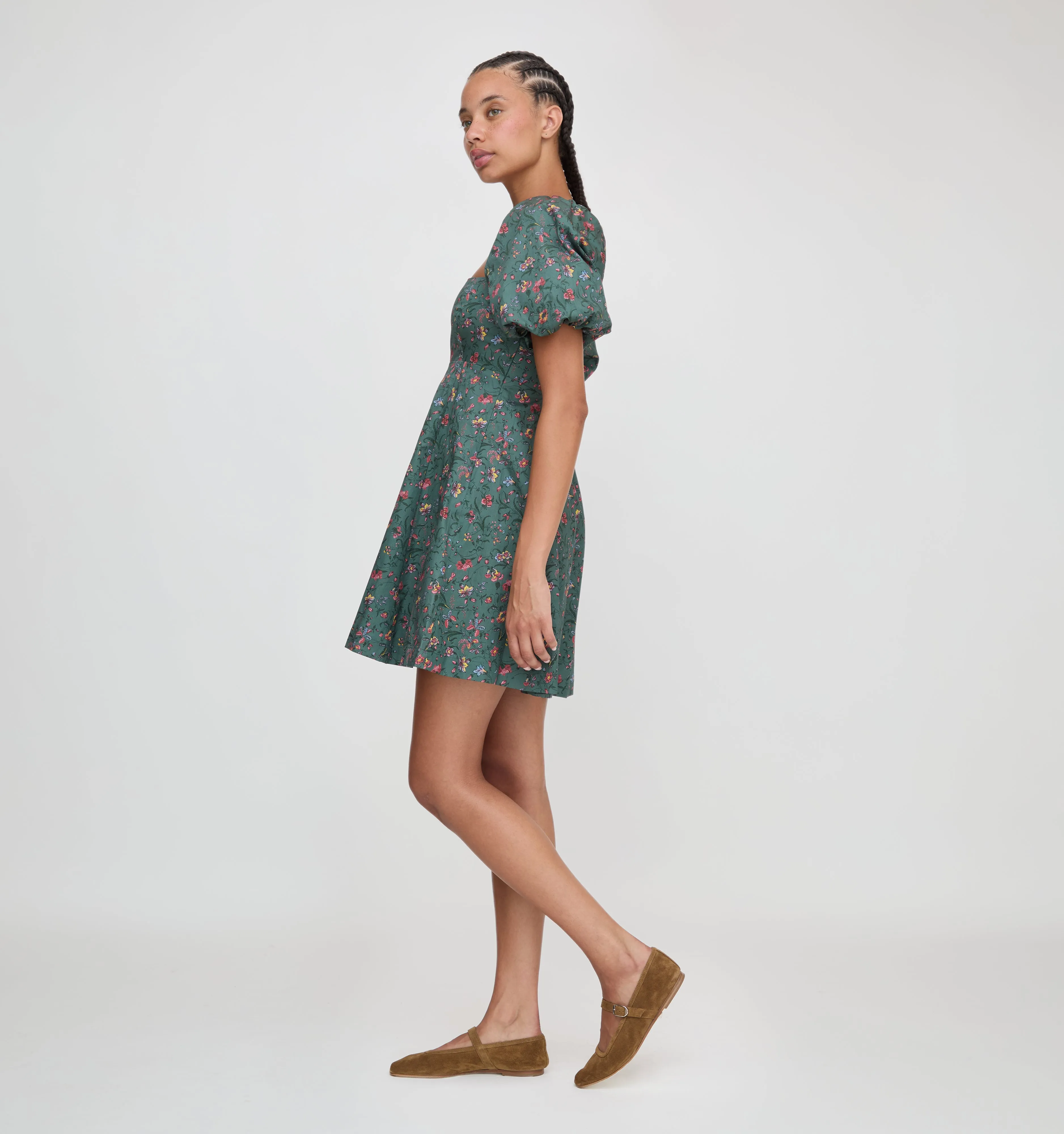 The Matilda Mini Dress - Bottle Green Fleur Chintz