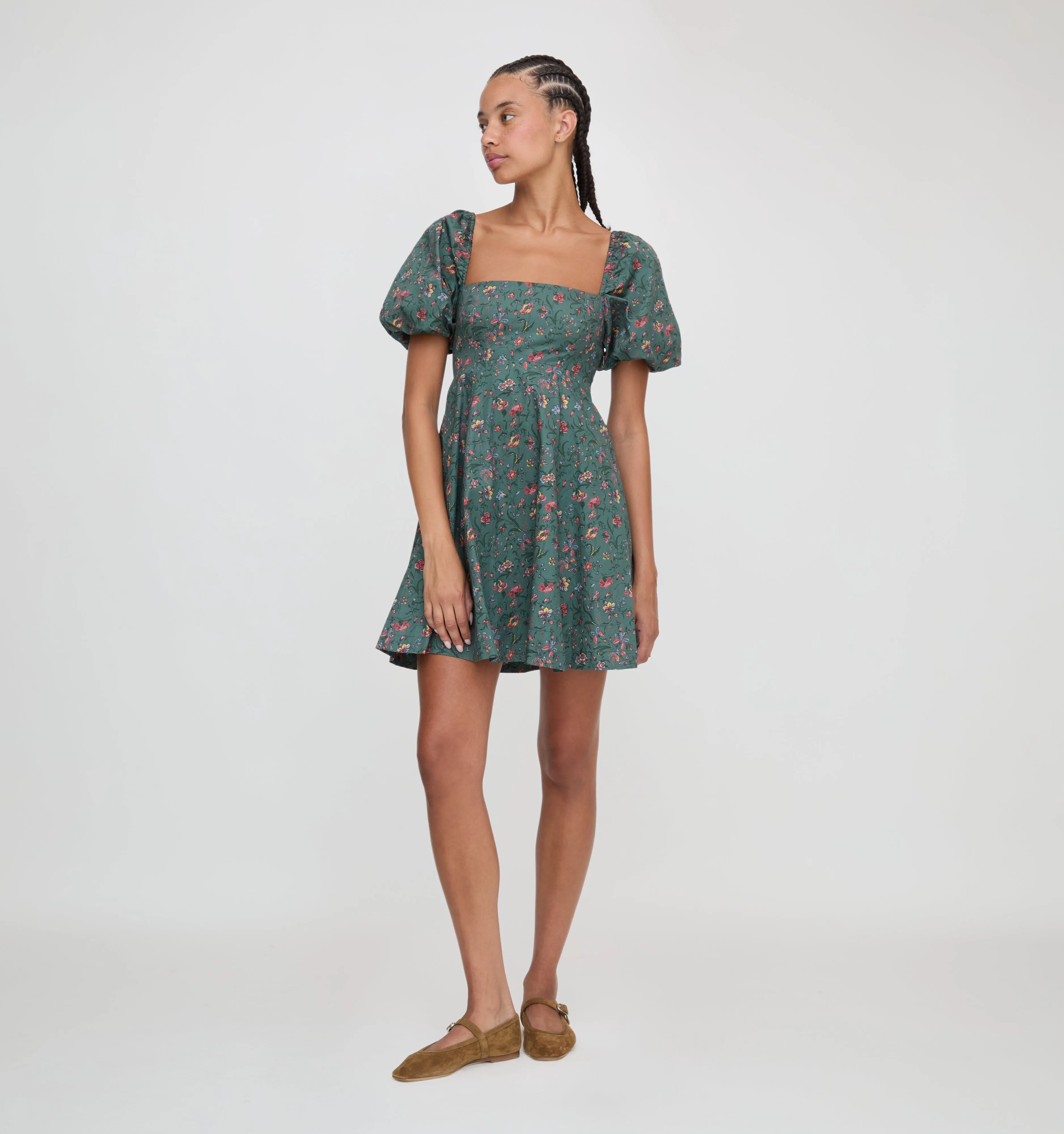 The Matilda Mini Dress - Bottle Green Fleur Chintz