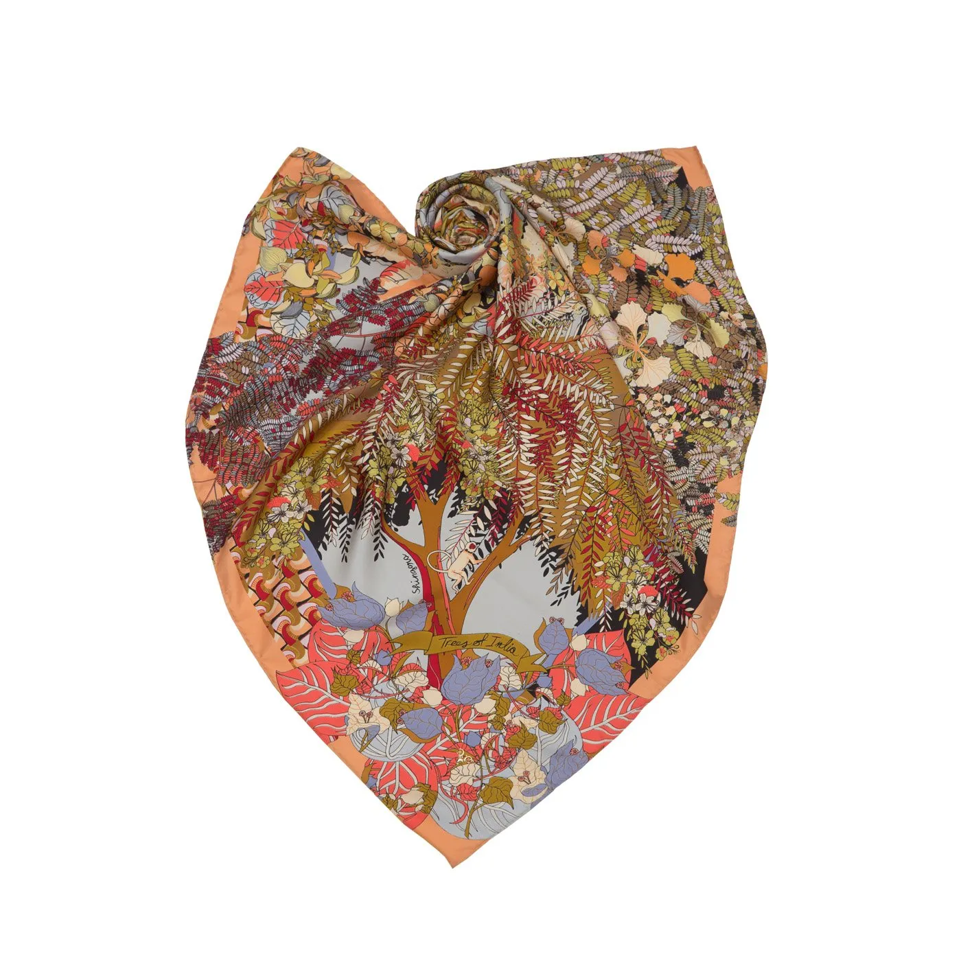 Trees Of India Silk Square Scarf