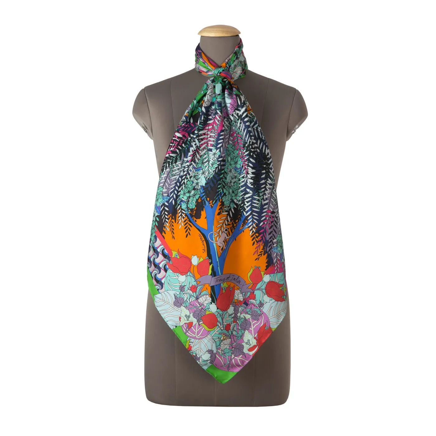 Trees Of India Silk Square Scarf