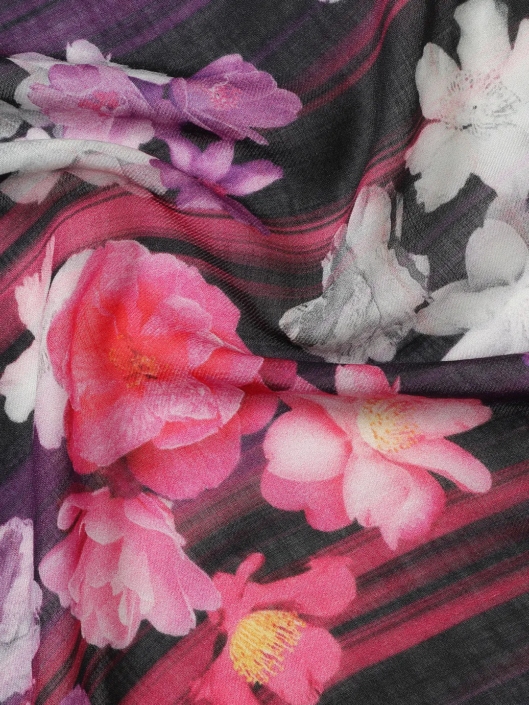 Twilight Harmony Floral Design Printed Stole