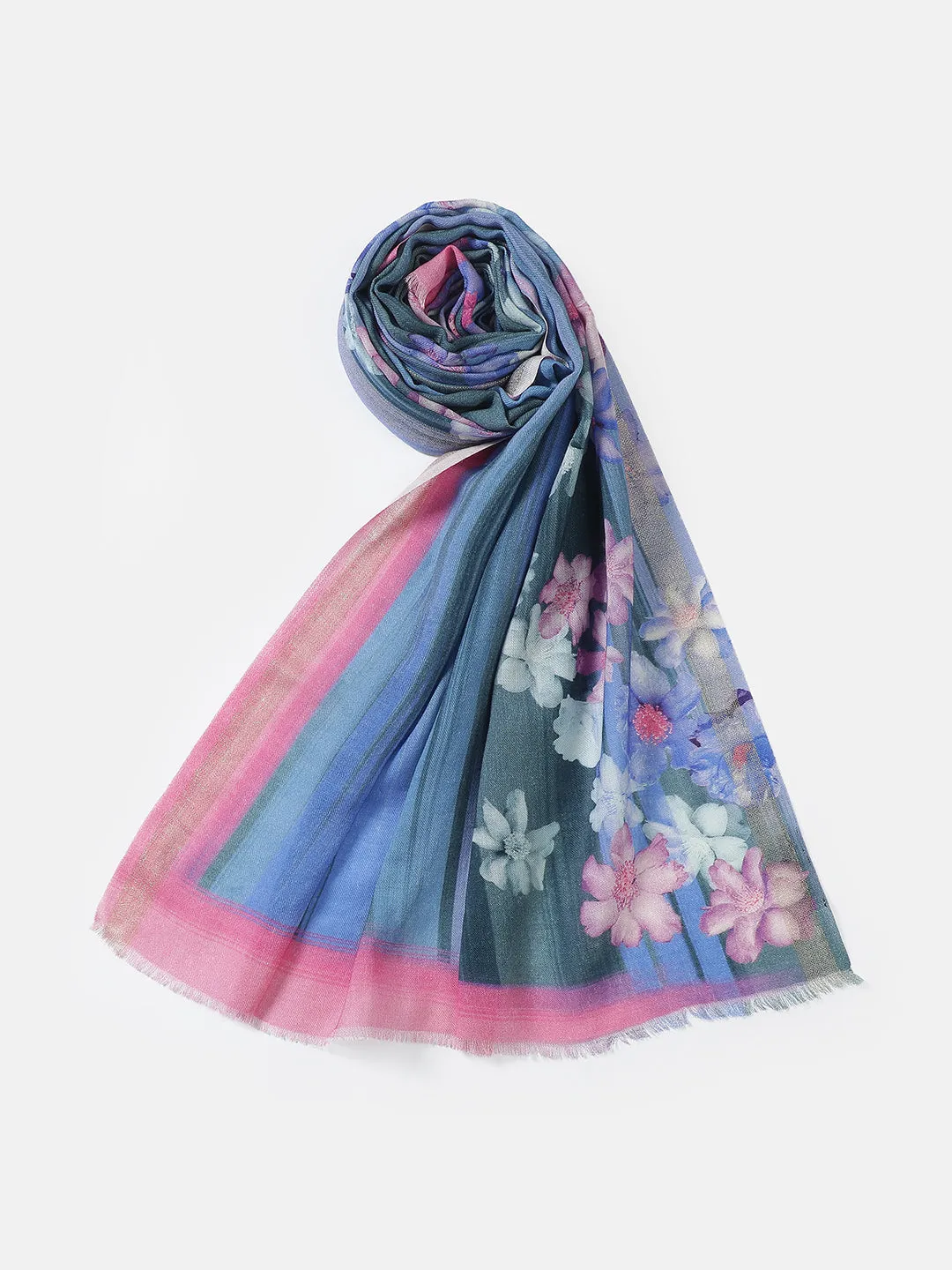 Twilight Harmony Floral Design Printed Stole